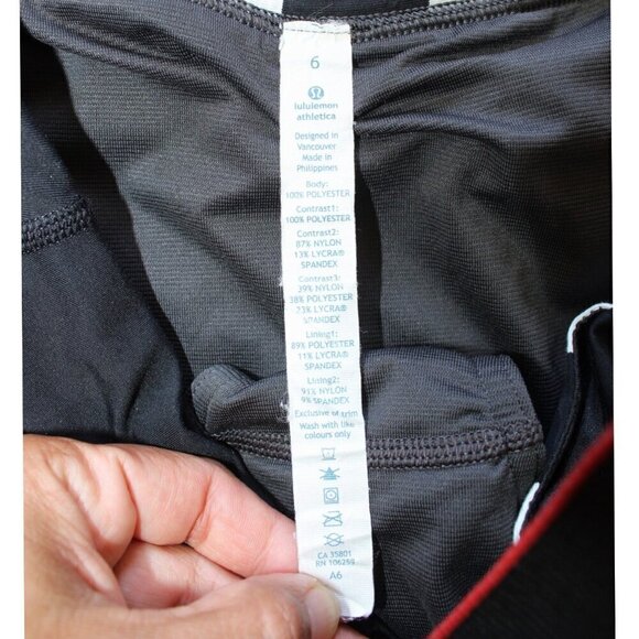 Lululemon Run Times Speed Black and White Women shorts Size 6 Leaf Print Sport - Picture 7 of 11